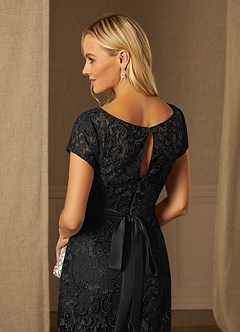 Azazie Dorit Mother of the Bride Dresses Black Sheath Scoop Lace Dress image6