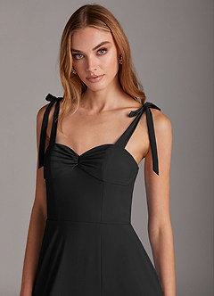 Azazie Marin Bridesmaid Dresses Black A-Line Sweetheart Neckline Stretch Chiffon Dress image6