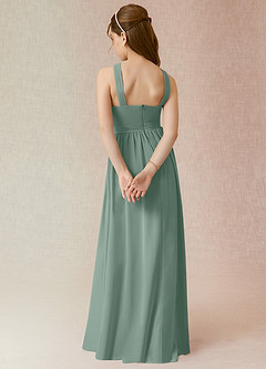 Azazie Jiya Junior Burgundy A-Line Pleated Chiffon Dress image2