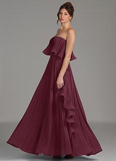 Azazie Alexia Bridesmaid Dresses Cabernet A-Line Ruched Chiffon Dress image5