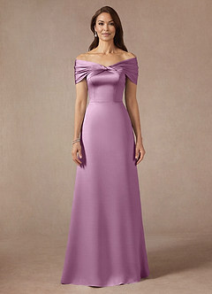 Azazie Amelia Mother of the Bride Dresses Wisteria A-Line Off the Shoulder Stretch Satin Dress image3
