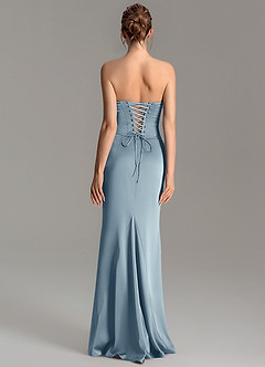 Azazie Adrienne Bridesmaid Dresses Dusty Blue Mermaid Corset Stretch Satin Convertible Dress image4