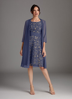 Azazie Beth Mother of the Bride Dresses Stormy Champagne A-Line Scoop Sequins Chiffon Dress image2