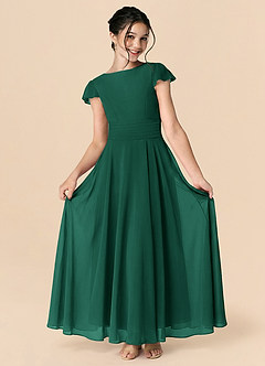 Azazie Payton Emerald A-Line Bow Chiffon Dress image3