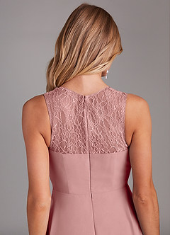Azazie Vina Bridesmaid Dresses Dusty Rose A-Line Lace Chiffon Dress image7