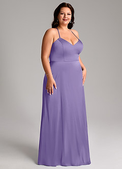 Azazie Mei Robes de demoiselle d'honneur Robe Trapèze en Satin extensible Col en V Tahiti image10