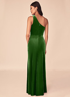 Azazie Argan Bridesmaid Dresses Ivy A-Line One Shoulder Pleated Velvet Dress image5