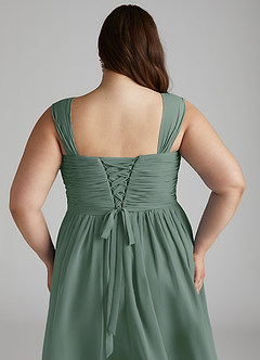 Azazie Angie Bridesmaid Dresses Eucalyptus A-Line Corset Chiffon Dress image15