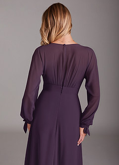 Azazie Matilda Bridesmaid Dresses Plum A-Line Long Sleeve Chiffon Dress image8