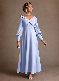 Azazie Paterson Kleider für die Brautmutter A-Linie Plissee Chiffon Kleid Eis image1