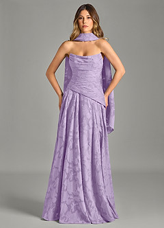 Azazie Gabriela Bridesmaid Dresses Lilac A-Line Strapless Floral Burnout Dress image4