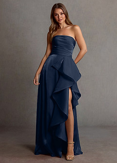 sneakers to wear with homecoming dresses ZAPAKA Women Navy Homecoming Dress with Sash Satin Beaded Corset Cocktail  Dress main image 1