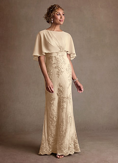 Azazie Amrita Mother of the Bride Dresses Champagne Mermaid Lace Chiffon Dress image4
