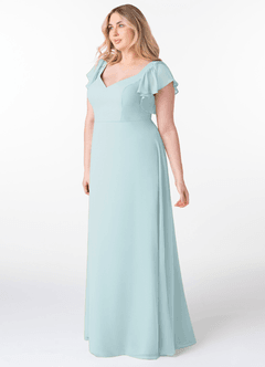 Azazie Syenna Bridesmaid Dresses Mist A-Line Ruched Chiffon Dress image8