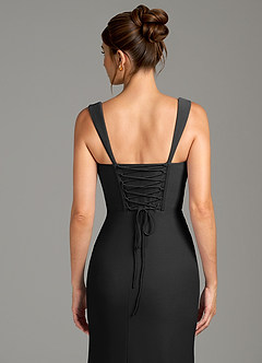 Azazie Agustina Robes de demoiselle d'honneur Robe Sirène en Jersey extensible de qualité supérieure Corset Noir image2