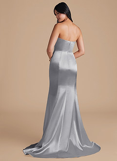 Azazie Aura Brautjungfernkleider Wandelbar Meerjungfrau-Linie Convertible Metallischer Satin Kleid Silber image5
