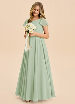 Azazie Cady Junior Dusty Sage A-Line Pleated Chiffon Dress image4