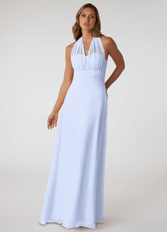 Azazie Fifi Brautjungfernkleider Wandelbar A-Linie Schulterfrei Chiffon Kleid Eis image2