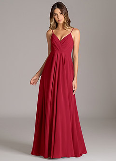 Azazie Amani Bridesmaid Dresses Scarlet A-Line Pleated Chiffon Dress image4