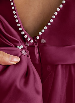 Azazie Cookie Flower Girl Dresses Mulberry A-Line Bow Tulle Dress image5