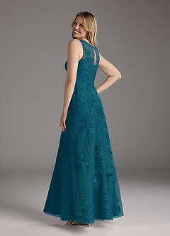 Azazie Whilhelmina Final Sale Ink Blue Mermaid Lace Chiffon Dress image7