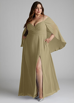 Azazie Cienna Bridesmaid Dresses Moss Green A-Line Off the Shoulder Chiffon Dress image9