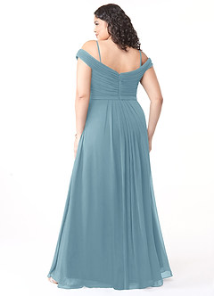 Azazie Audrianna Jurken voor bruidsmeisjes Converteerbaar Jurk van Chiffon met A-Lijn Off-the-shoulder verzameld Mystiek Blauw image8