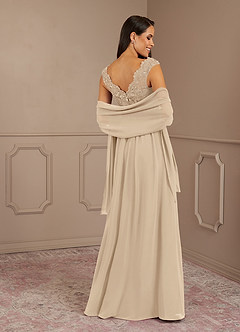 Azazie Amethyst Mother of the Bride Dresses Champagne A-Line V-Neck Sequins Chiffon Dress image2
