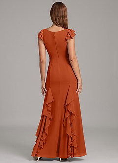 Azazie Nessa Bridesmaid Dresses Burnt Orange A-Line Chiffon Dress image2