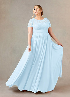 Azazie Annette Mother of the Bride Dresses Sky Blue A-Line Lace Chiffon Dress image7