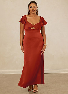 Christian Siriano Bridal for Azazie 1005 Bridesmaid Dresses Rust Sheath Sweetheart Neckline Stretch Satin Dress image12