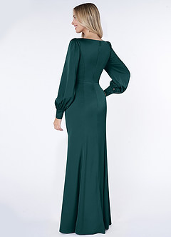Azazie Raye Bridesmaid Dresses Pine Mermaid Long Sleeve Stretch Satin Dress image4