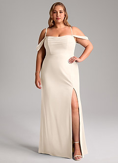 Azazie Saige Bridesmaid Dresses White Alabaster A-Line Off the Shoulder Chiffon Convertible Dress image13