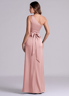 Azazie Philana Brautjungfernkleider A-Linie One-Shoulder Stretch-Satin Kleid Altrosa image5