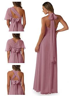 Azazie Fifi Bridesmaid Dresses Vintage Mauve A-Line Strapless Chiffon Convertible Dress image8