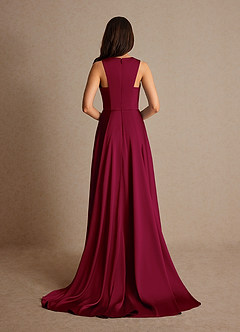 Azazie Niles Mother of the Bride Dresses Burgundy A-Line Trains Stretch Satin Dress image4