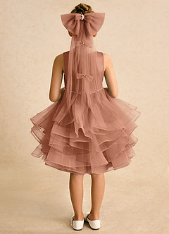 Azazie Tinie Blumenmädchenkleider Ballkleid Schleifen Tüll Kleid Bronzer image6