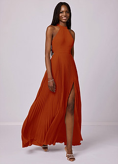 Barbie ♥ Azazie Bridesmaid Dresses Paprika A-Line Pleated Chiffon Dress image8