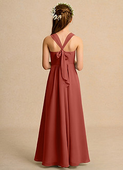 Azazie Tater Junior Formal 플라워 걸 드레스 A라인 주름진 쉬폰 플로어 길이 드레스 image2