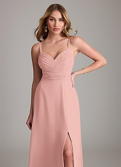 Azazie Terese Bridesmaid Dresses Rosette A-Line Pleated Chiffon Dress image5