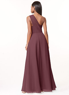 Azazie Ashley Brautjungfernkleider A-Linie Gestreift Chiffon Kleid Sangria image2