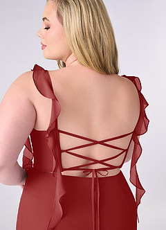 Barbie ♥ Azazie Jurken voor bruidsmeisjes Jurk van Chiffon met Zeemeermin Korset Roest image10
