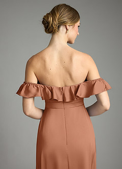 Azazie Lyra Bridesmaid Dresses Bronzer A-Line Off the Shoulder Stretch Satin Convertible Dress image9