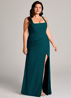 Azazie Mero Bridesmaid Dresses Pine Sheath Pleated Chiffon Dress image13