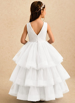 Azazie Madison Flower Girl Dresses Ivory Ball-Gown Lace Tulle Dress image2