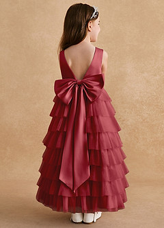 Azazie Twinkle Toes Flower Girl Dresses Pomegranate A-Line Bow Tulle Dress image1