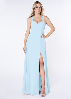 Azazie Jane Bridesmaid Dresses Sky Blue A-Line V-Neck Pleated Chiffon Dress image1