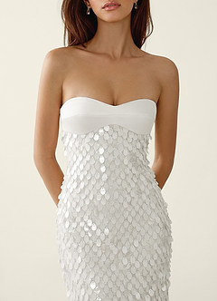 Mentino White 3D Flower Lace Prom Dress image5