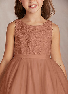 Azazie Calla Flower Girl Dresses Bronzer Ball-Gown Lace Tulle Dress image6