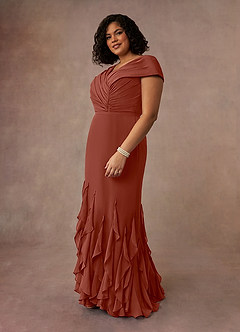 Azazie Bailora Mother of the Bride Dresses Auburn Mermaid Ruched Chiffon Dress image7